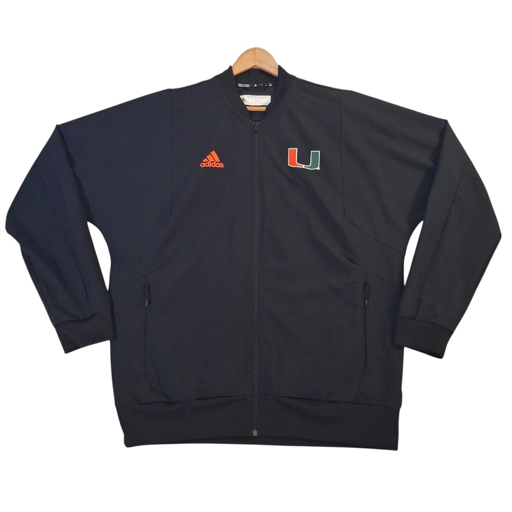 Adidas Miami Hurricanes Performance Jacket Men's LT Black Full Zip Large Tall